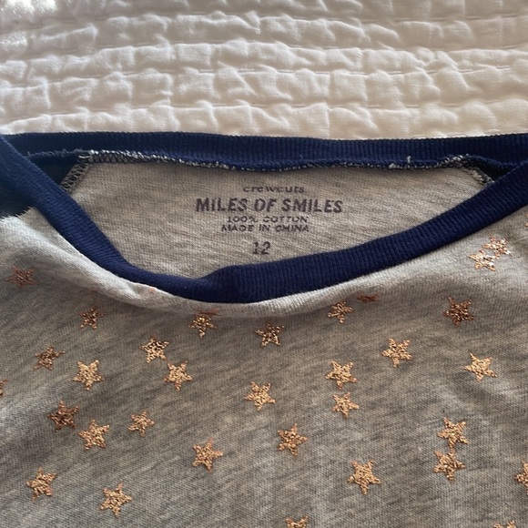 Crewcuts stars tee navy trim grey sleeves and bronze glitter stars size 12 years - Picture 4 of 9